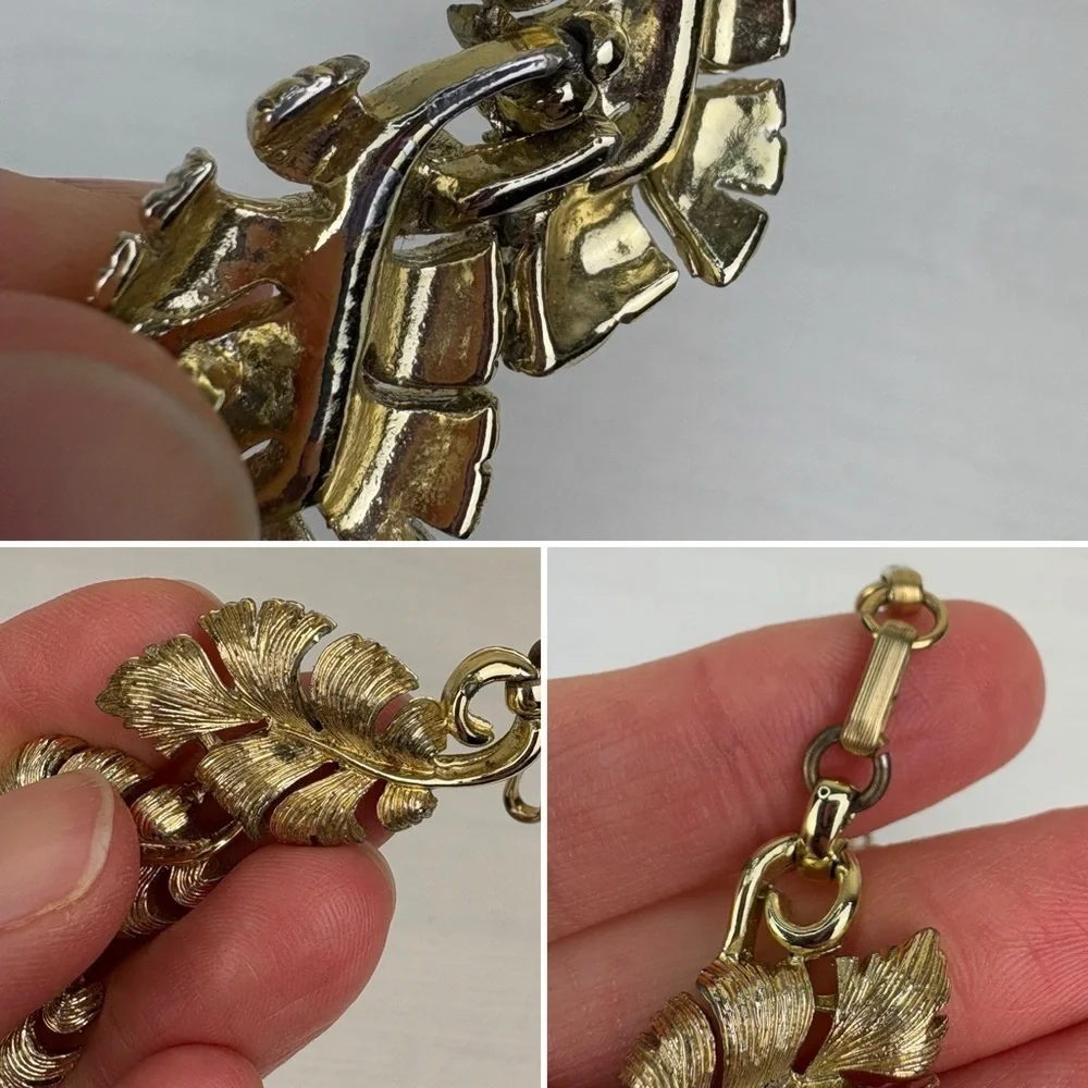 Vintage Lisner Choker Necklace Gold Tone Leaf Links Retro Necklace Classic Style